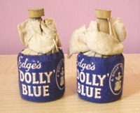 dolly handle on muslin bag blue label